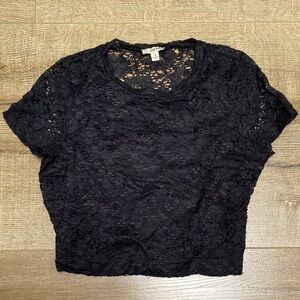 Lily White Black Lace Crop Top